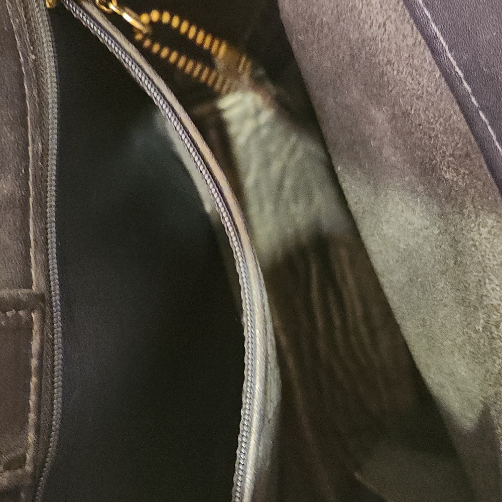 Coach Dark Navy Leather Shoulder Bag with Gold Accents - Picture 8 of 9